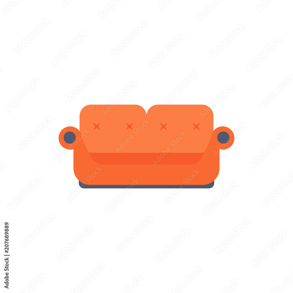 Aufkleber double sofa flat icon. interior or room design template in flat style for mobile concept and web app