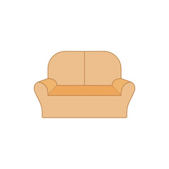 two seater sofa flat icon. Interior or Room design template in flat style for mobile concept and web apps. Detailed two seater sofa flat icon can be used for web and mobile