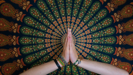 praying hands and beautiful pattern