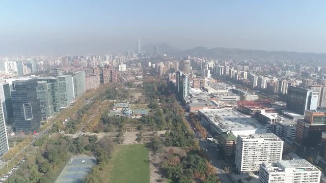 Aerial view of a park and city 