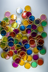 Bright and transparent colored coins to play learn to count.