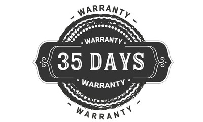 35 days warranty icon vintage rubber stamp guarantee