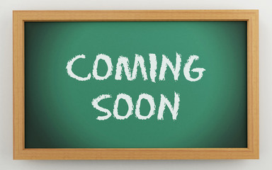 3d chalkboard with Coming soon text