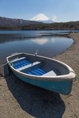 Mountain Fuji and Saiko lake in spring season