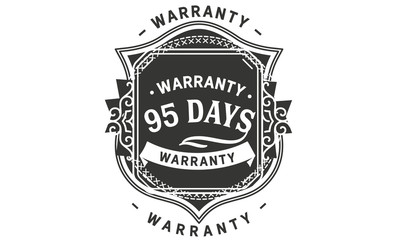 95 days warranty icon vintage rubber stamp guarantee