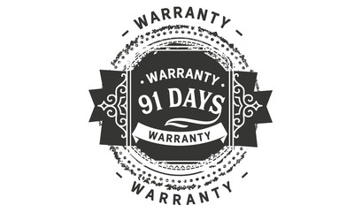 91 days warranty icon vintage rubber stamp guarantee