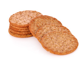 Crackers cereals,biscuits isolated on white background.