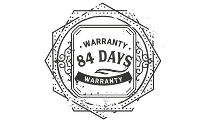 84 days warranty icon vintage rubber stamp guarantee