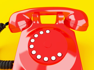 3d Old red phone