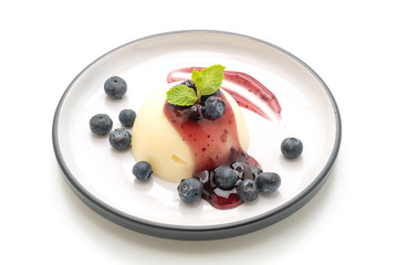 yogurt pudding with fresh blueberries