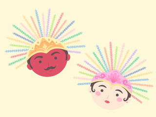 Ondel-ondel Jakarta Traditional Puppet from Indonesia vector illustration cartoon character design. Batavia Anniversary Mascot Symbol.