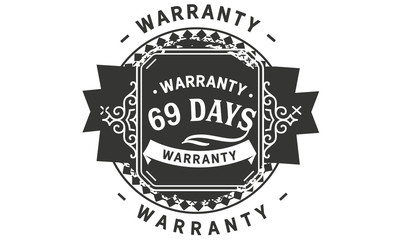 69 days warranty icon vintage rubber stamp guarantee