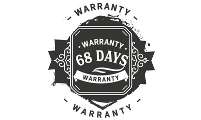 68 days warranty icon vintage rubber stamp guarantee