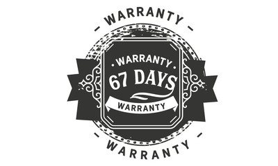 67 days warranty icon vintage rubber stamp guarantee