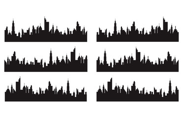Set of cities silhouette