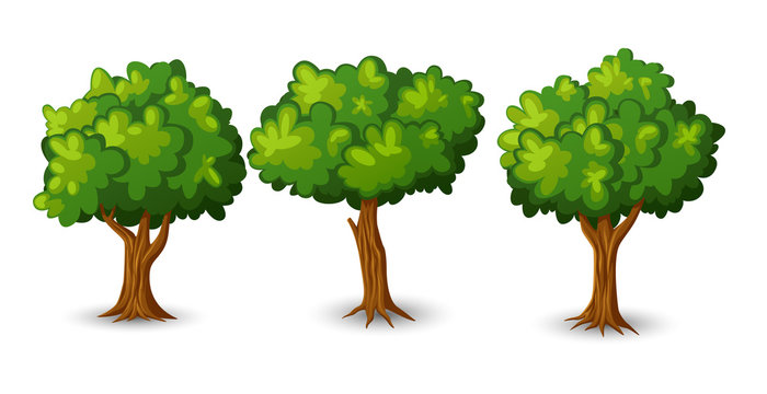 Cartoon green trees