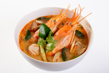 Tom yam kung is a spicy clear soup typical in Thailand