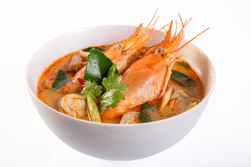 Tom yam kung is a spicy clear soup typical in Thailand