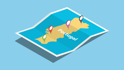 potugal explore maps country nation with isometric style and pin location tag on top