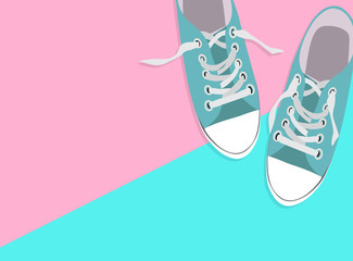 Pair of shoes on color background Vector Illustration