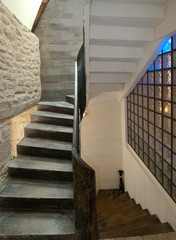 Stairway at restaurant in Brittany