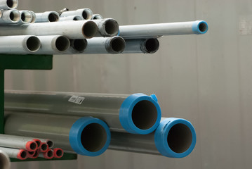 Pipes with blue caps