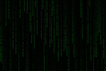 Naklejka premium Light green digital text wording background matrix falling from top.