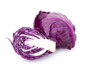 Purple cabbage isolated on white background