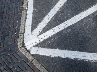 white lines on asphalt - obrazy, fototapety, plakaty
