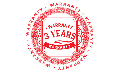 3 years warranty icon vintage rubber stamp guarantee