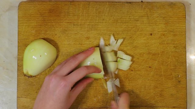Chopping onions for cooking