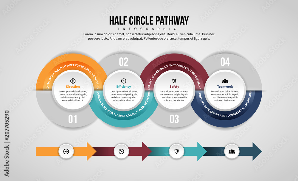 Wall mural Half Circle Pathway Infographic