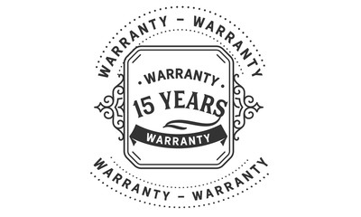 15 years warranty icon vintage rubber stamp guarantee