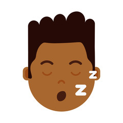 african boy head with facial emotions, avatar character, man sleep face with different male emotions concept. flat design. vector illustration