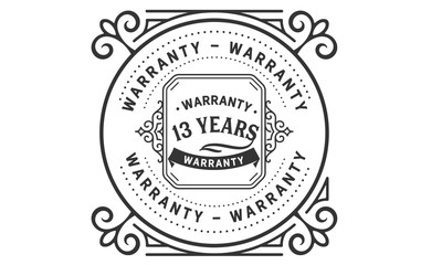 Obraz premium 13 years warranty icon vintage rubber stamp guarantee