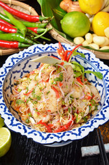 Boiled pig kidneys mixed with lemongrass, Thai style food