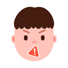 boy head emoji with facial emotions, avatar character, man censorship face with different male emotions concept. flat design. vector illustration