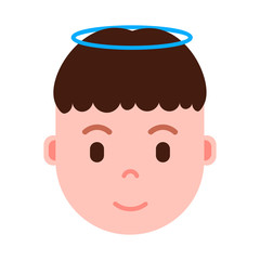 boy head emoji with facial emotions, avatar character, man nimbus face with different male emotions concept. flat design. vector illustration