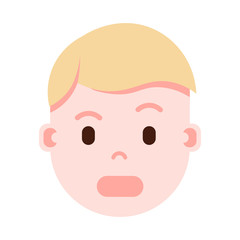 boy head with facial emotions, avatar character, man surprised face with different male emotions concept. flat design. vector illustration