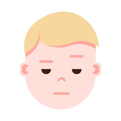 boy head emoji with facial emotions, avatar character, man sorrowful face with different male emotions concept. flat design. vector illustration