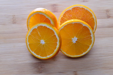 Orange isolated in wooden background