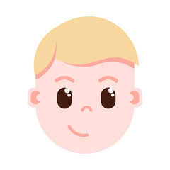 boy head emoji personage icon with facial emotions, avatar character, man cunning face with different male emotions concept. flat design. vector illustration