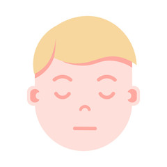 boy head emoji personage icon with facial emotions, avatar character, man sleep face with different emotions concept. flat design. vector illustration