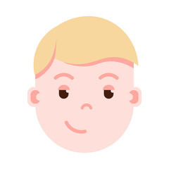 boy head emoji personage icon with facial emotions, avatar character, man cunning face with different male emotions concept. flat design. vector illustration
