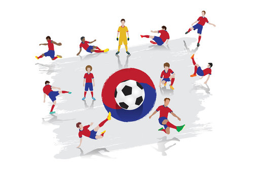  Vector soccer player team with South Korea Flag background