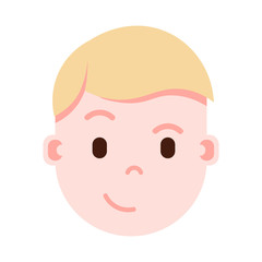 boy head emoji personage icon with facial emotions, avatar character, man cunning face with different male emotions concept. flat design. vector illustration