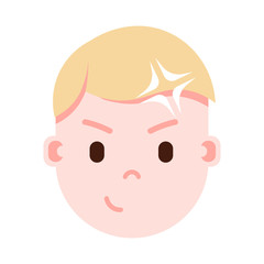 boy head emoji personage icon with facial emotions, avatar character, man idea face with different male emotions concept. flat design. vector illustration