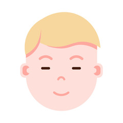 boy head emoji personage icon with facial emotions, avatar character, man sleep smiling face with different male emotions concept. flat design. vector illustration