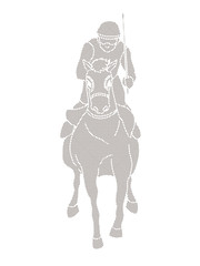 Horse racing ,Horse with jockey designed using dots pixels graphic vector.