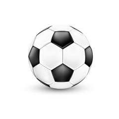 Soccer ball, black and white. Sport icon design. Illustration isolated on white background.